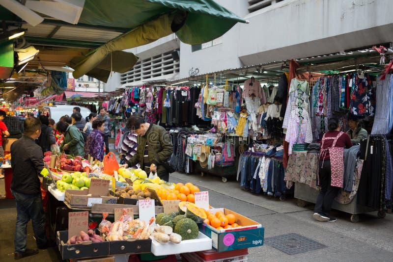 Κινεζική αγορά σε Kowloon, Χονγκ Κονγκ στοκ φωτογραφίες